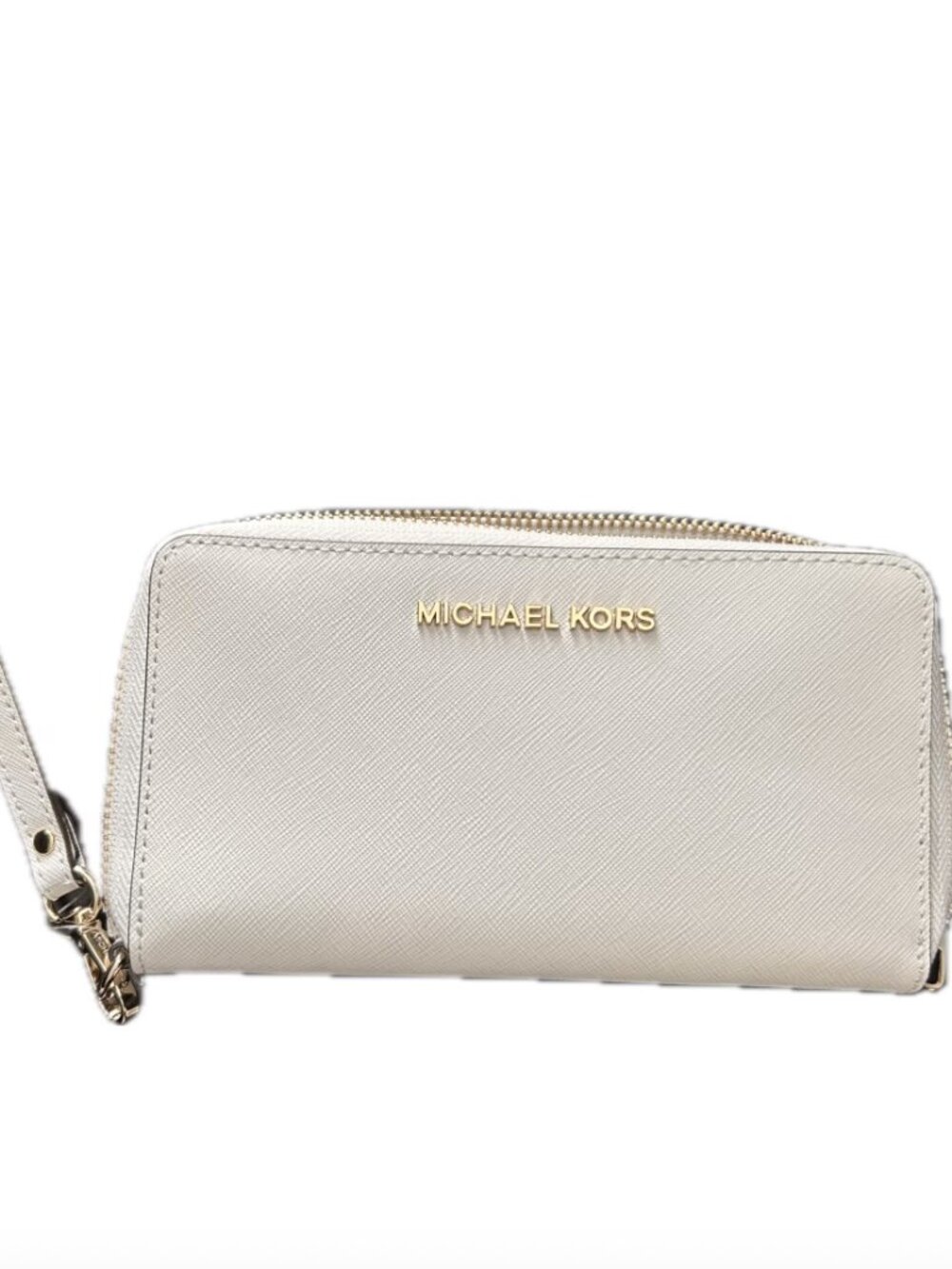 Michael Kors Jet Set Travel Large Flat Phone Case Wallet Wristlet Optic White